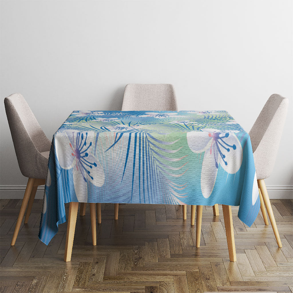 Blue Aloha Hawaiian Tablecloth Tropical Flower Palm Leaf Pattern LT19 - Polynesian Pride