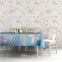Blue Aloha Hawaiian Tablecloth Tropical Flower Palm Leaf Pattern LT19 - Polynesian Pride