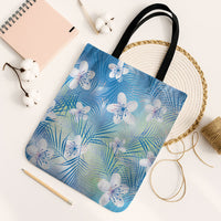 Blue Aloha Hawaiian Tote Bag Tropical Flower Palm Leaf Pattern LT19 Black Strap One Size Blue - Polynesian Pride