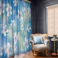 Blue Aloha Hawaiian Window Curtain Tropical Flower Palm Leaf Pattern LT19 - Polynesian Pride
