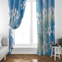Blue Aloha Hawaiian Window Curtain Tropical Flower Palm Leaf Pattern LT19 - Polynesian Pride