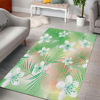 Green Aloha Hawaiian Area Rug Tropical Flower Palm Leaf Pattern LT19 - Polynesian Pride