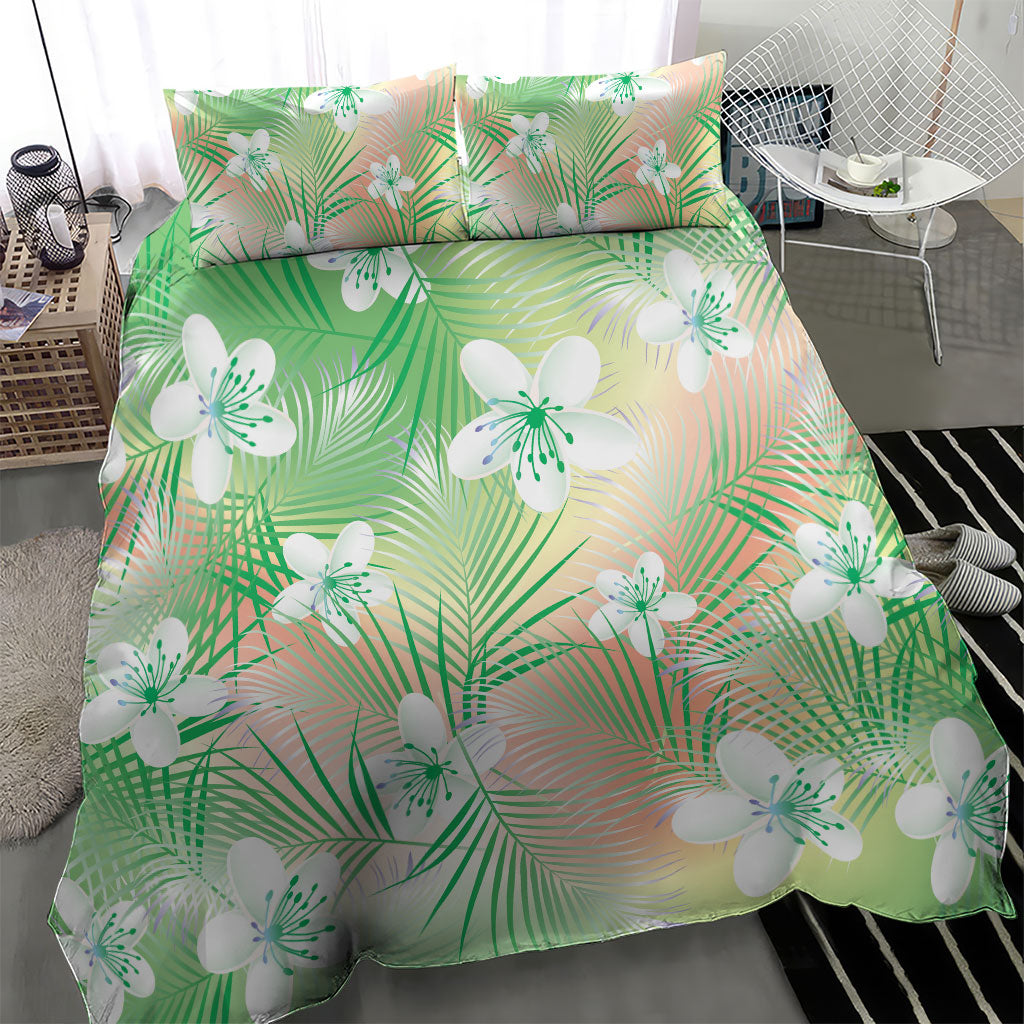 Green Aloha Hawaiian Bedding Set Tropical Flower Palm Leaf Pattern LT19 - Polynesian Pride