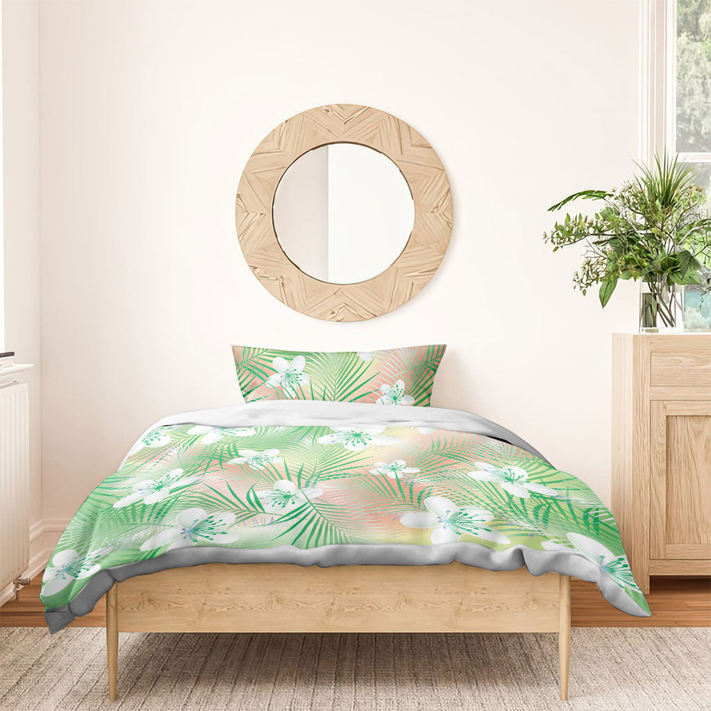 Green Aloha Hawaiian Bedding Set Tropical Flower Palm Leaf Pattern LT19 - Polynesian Pride