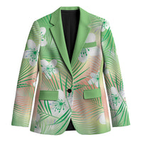 Green Aloha Hawaiian Blazer Tropical Flower Palm Leaf Pattern LT19 Unisex Green - Polynesian Pride