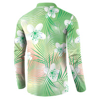 Green Aloha Hawaiian Button Sweatshirt Tropical Flower Palm Leaf Pattern LT19 - Polynesian Pride