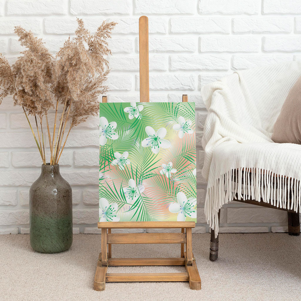 Green Aloha Hawaiian Canvas Wall Art Tropical Flower Palm Leaf Pattern LT19 - Polynesian Pride