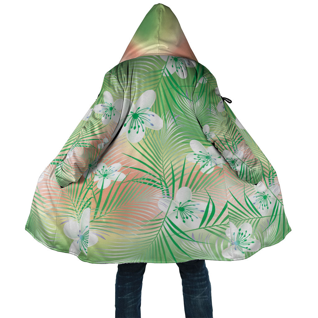 Green Aloha Hawaiian Cloak Tropical Flower Palm Leaf Pattern LT19 Unisex Green - Polynesian Pride