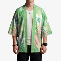 Green Aloha Hawaiian Kimono Tropical Flower Palm Leaf Pattern LT19 - Polynesian Pride