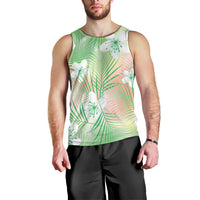 Green Aloha Hawaiian Men Tank Top Tropical Flower Palm Leaf Pattern LT19 - Polynesian Pride