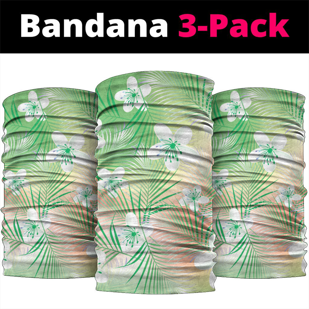 Green Aloha Hawaiian Neck Gaiter Tropical Flower Palm Leaf Pattern LT19 package One Size: 25*50cm Green - Polynesian Pride