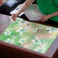 Green Aloha Hawaiian Puzzle Tropical Flower Palm Leaf Pattern LT19 - Polynesian Pride