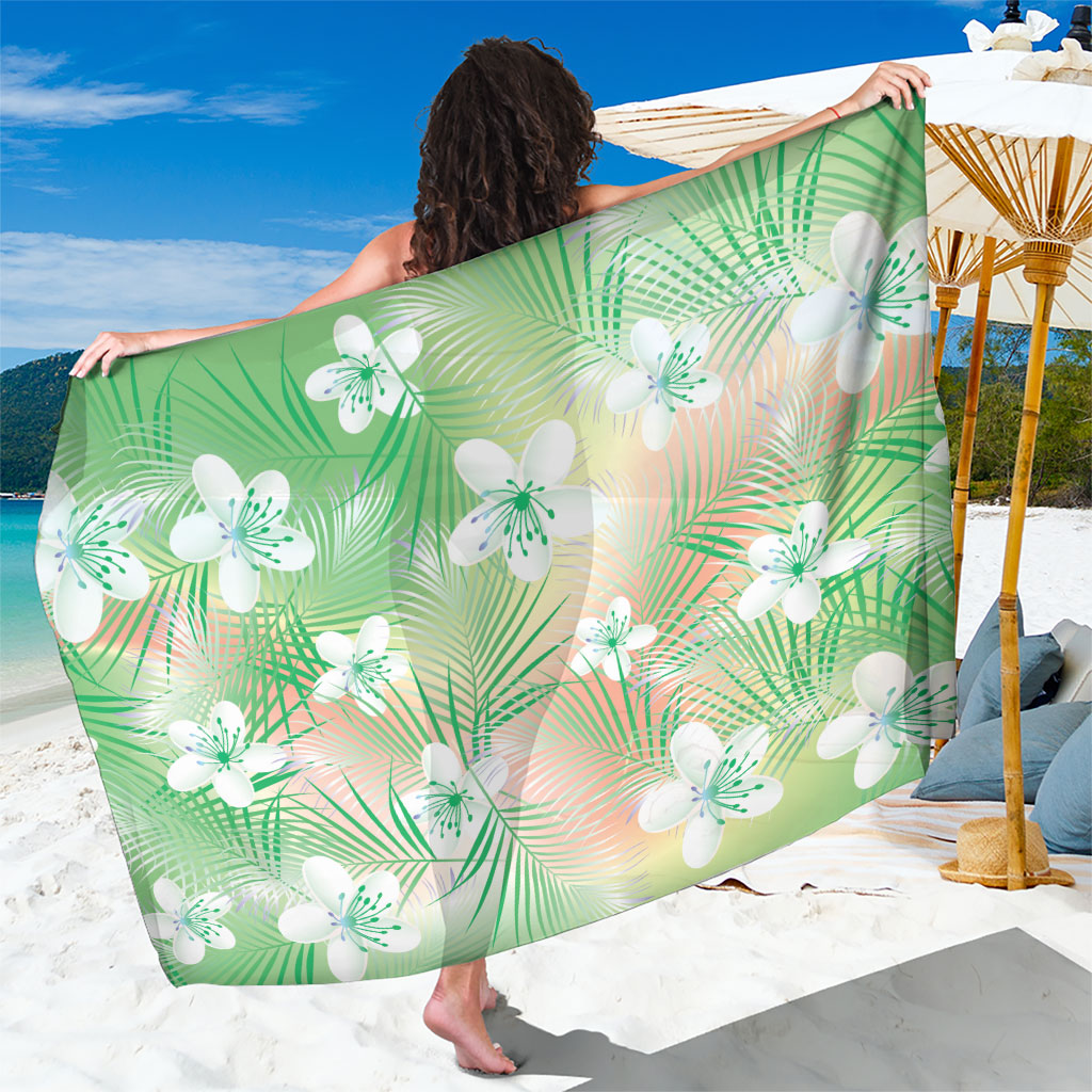 Green Aloha Hawaiian Sarong Tropical Flower Palm Leaf Pattern LT19 One Size 44 x 66 inches Green - Polynesian Pride