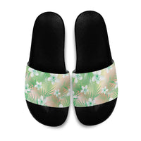 Green Aloha Hawaiian Slide Sandals Tropical Flower Palm Leaf Pattern LT19 Green - Polynesian Pride