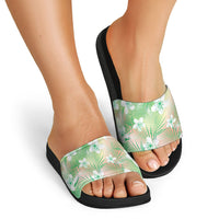 Green Aloha Hawaiian Slide Sandals Tropical Flower Palm Leaf Pattern LT19 - Polynesian Pride