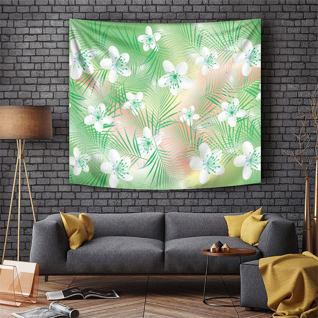 Green Aloha Hawaiian Tapestry Tropical Flower Palm Leaf Pattern LT19 Green - Polynesian Pride