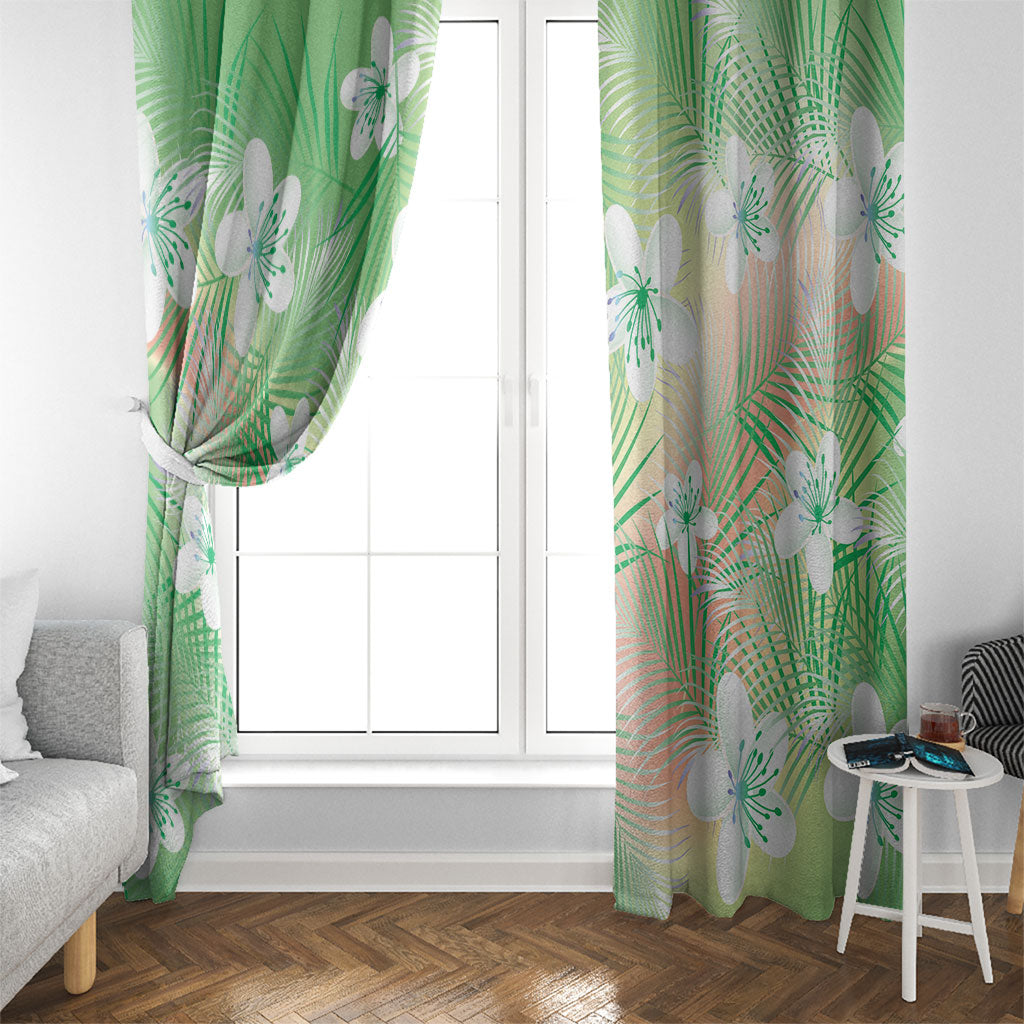 Green Aloha Hawaiian Window Curtain Tropical Flower Palm Leaf Pattern LT19 - Polynesian Pride
