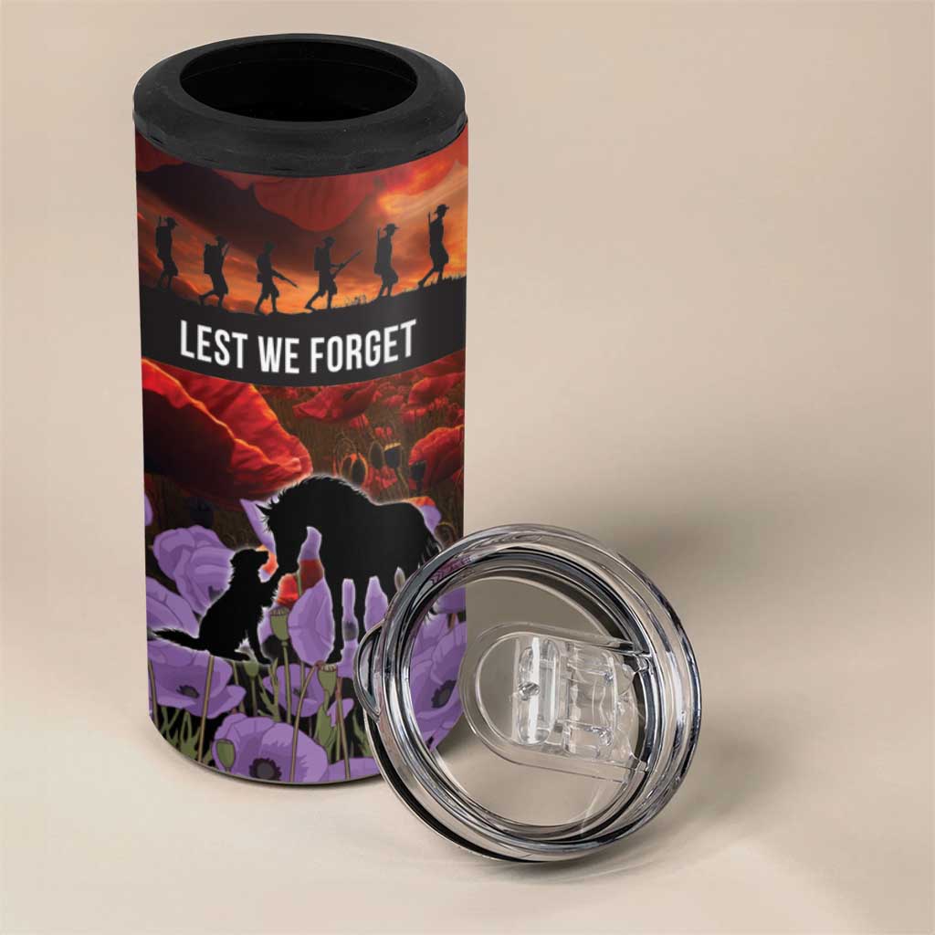 Personalised ANZAC Day 4 in 1 Can Cooler Tumbler Remembering the Animals of War