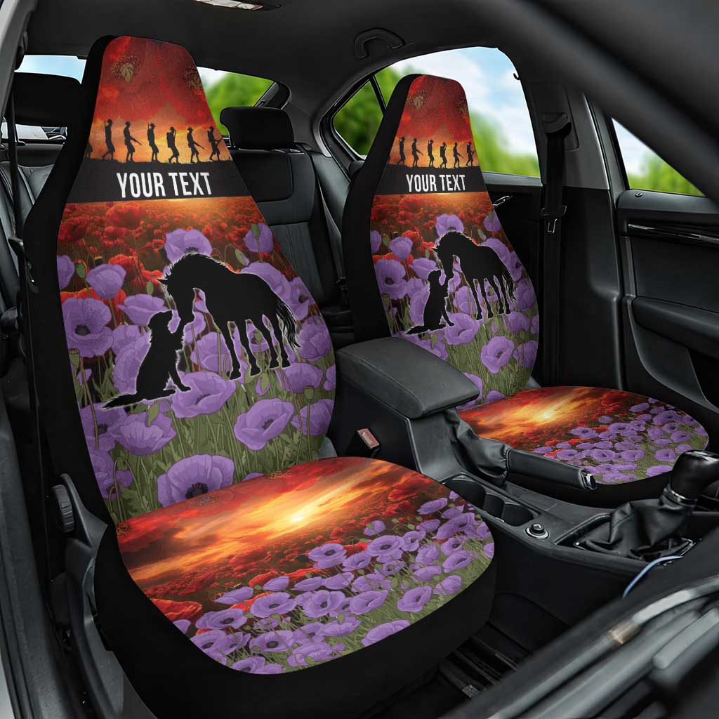 Personalised ANZAC Day Car Seat Cover Remembering the Animals of War