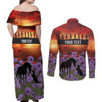 Personalised ANZAC Day Couples Matching Off Shoulder Maxi Dress and Long Sleeve Button Shirt Remembering the Animals of War