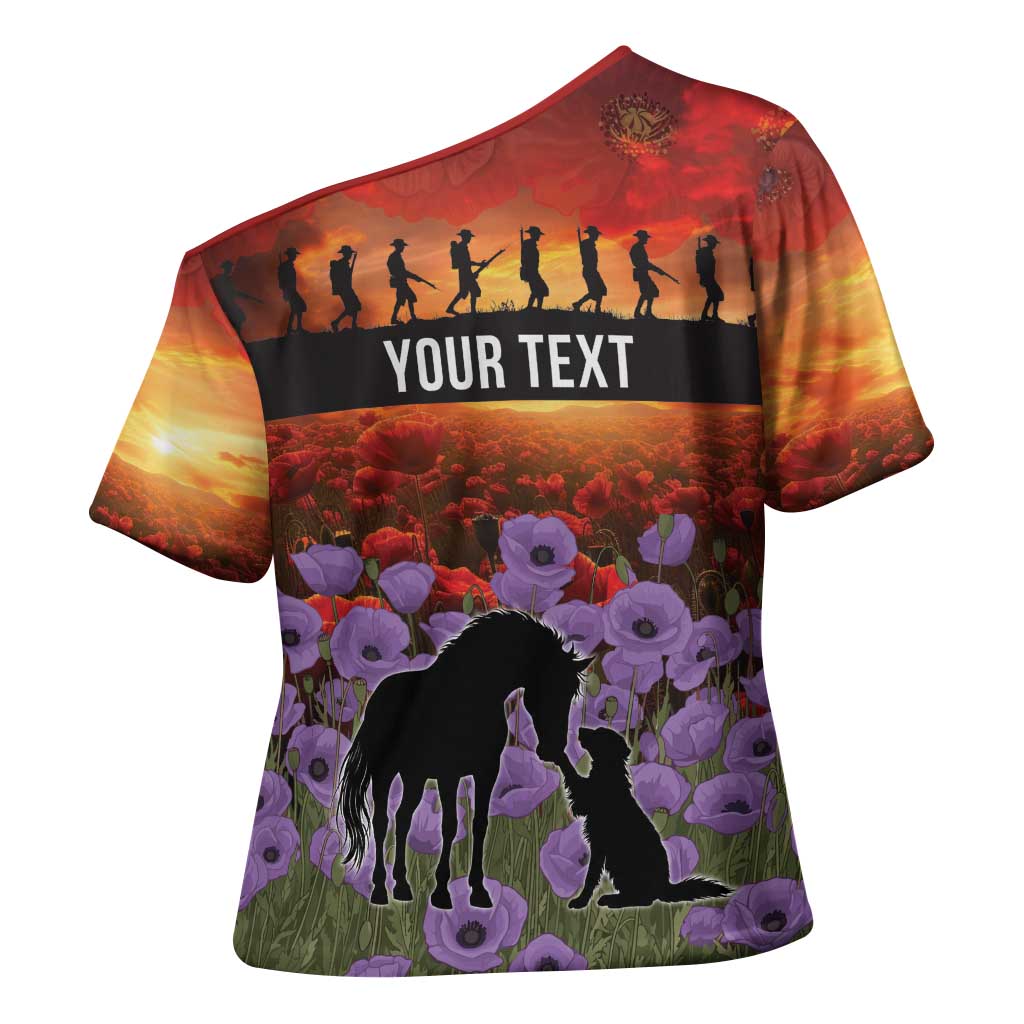 Personalised ANZAC Day Cross Shoulder Shirt Remembering the Animals of War