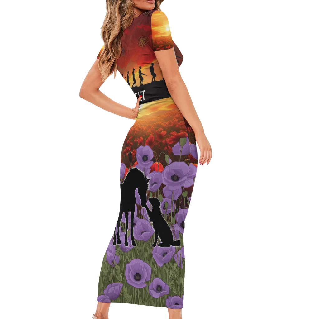 Personalised ANZAC Day Family Matching Short Sleeve Bodycon Dress and Hawaiian Shirt Remembering the Animals of War LT19 - Polynesian Pride