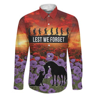 Personalised ANZAC Day Family Matching Tank Maxi Dress and Hawaiian Shirt Remembering the Animals of War LT19 Dad's Shirt - Long Sleeve Purple - Polynesian Pride