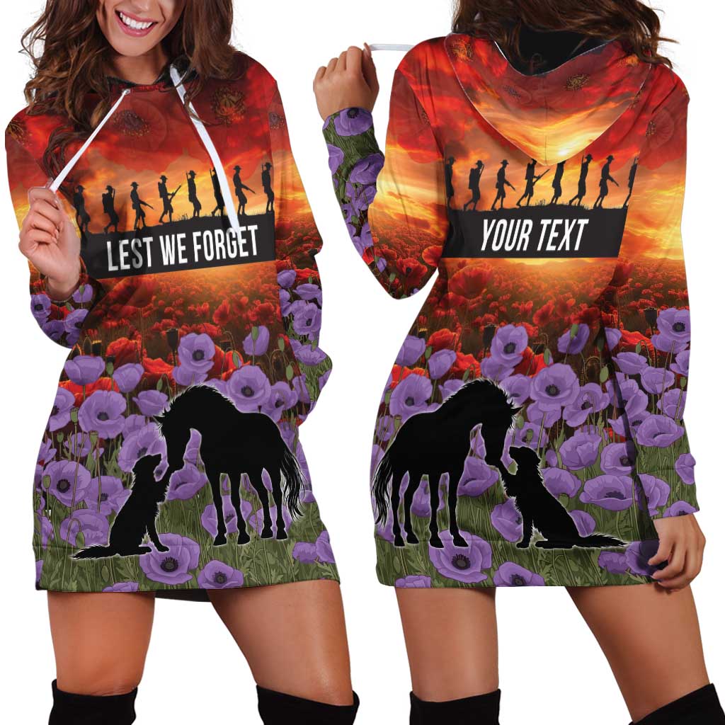 Personalised ANZAC Day Hoodie Dress Remembering the Animals of War