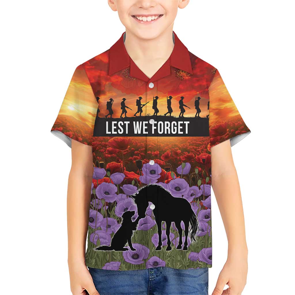 Personalised ANZAC Day Kid Hawaiian Shirt Remembering the Animals of War