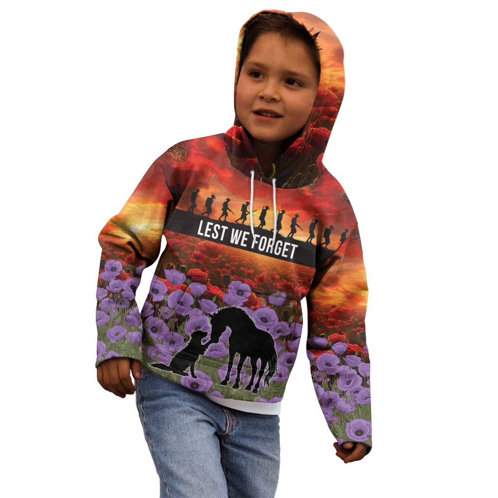 Personalised ANZAC Day Kid Hoodie Remembering the Animals of War