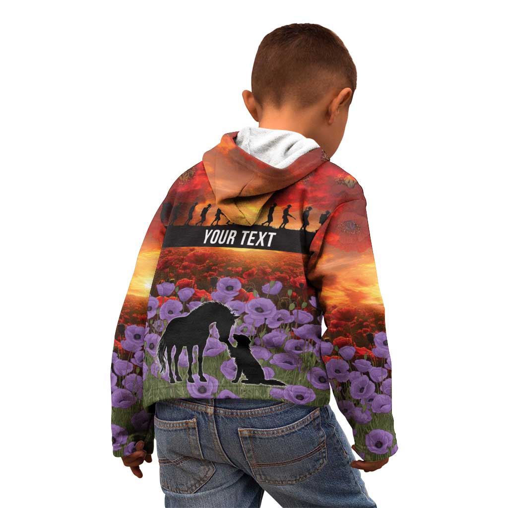 Personalised ANZAC Day Kid Hoodie Remembering the Animals of War