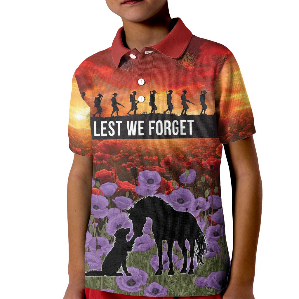 Personalised ANZAC Day Kid Polo Shirt Remembering the Animals of War