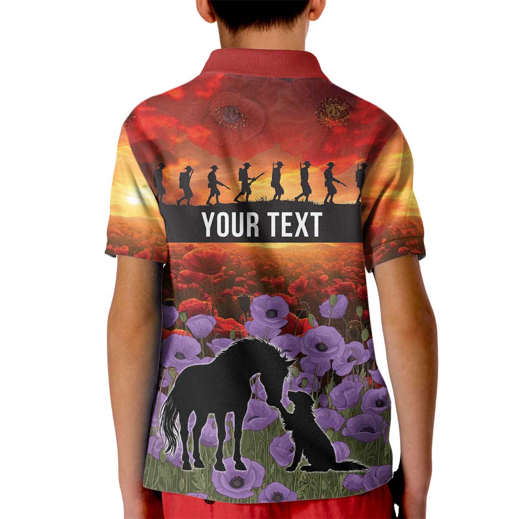 Personalised ANZAC Day Kid Polo Shirt Remembering the Animals of War