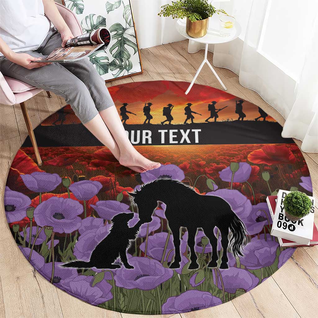 Personalised ANZAC Day Round Carpet Remembering the Animals of War