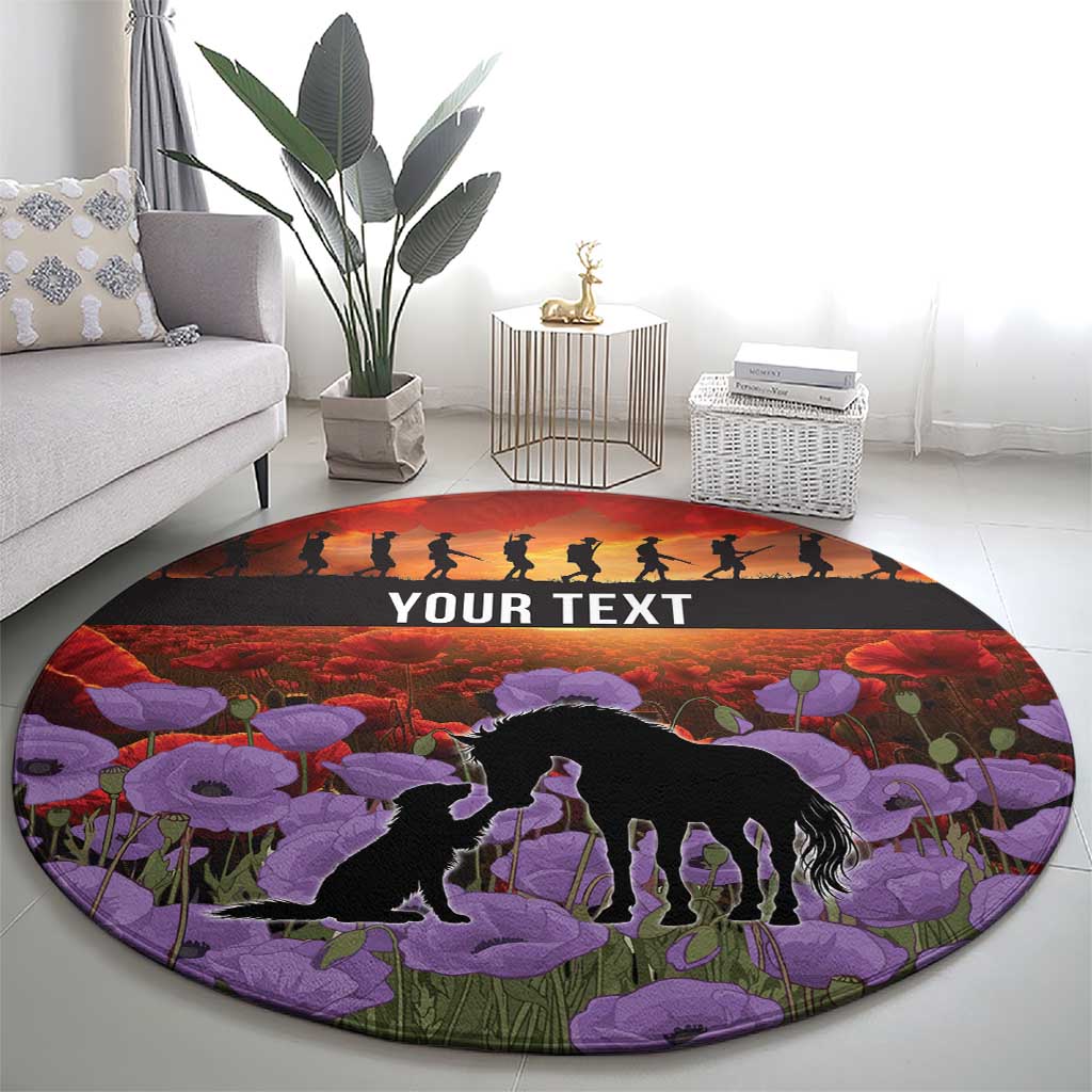 Personalised ANZAC Day Round Carpet Remembering the Animals of War