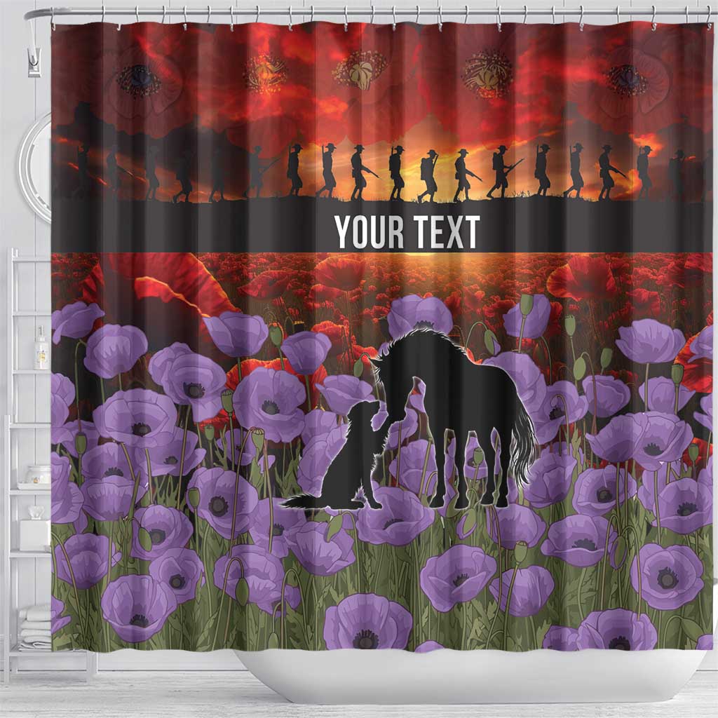 Personalised ANZAC Day Shower Curtain Remembering the Animals of War