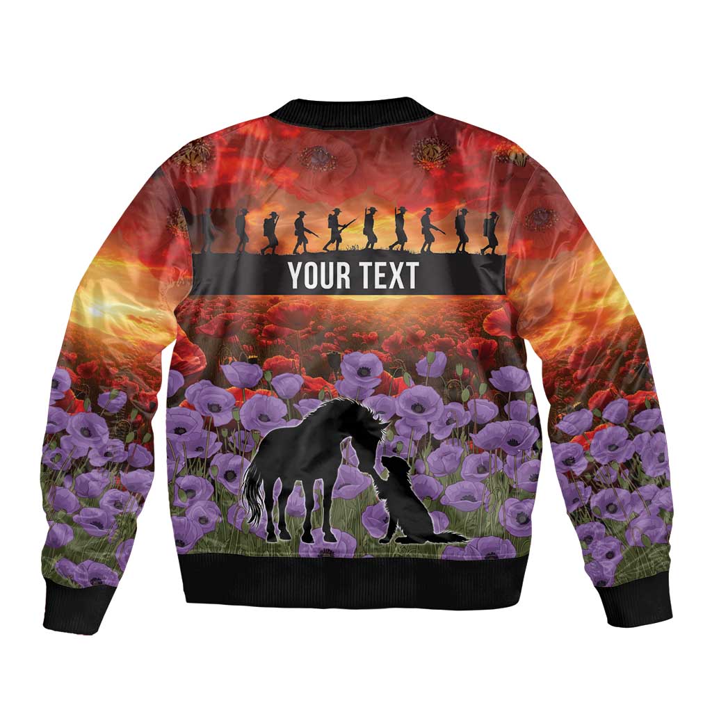 Personalised ANZAC Day Sleeve Zip Bomber Jacket Remembering the Animals of War