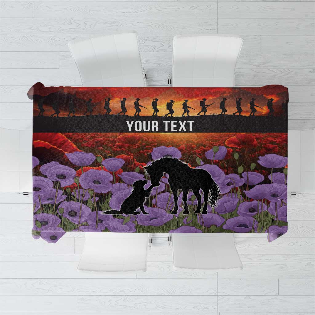 Personalised ANZAC Day Tablecloth Remembering the Animals of War