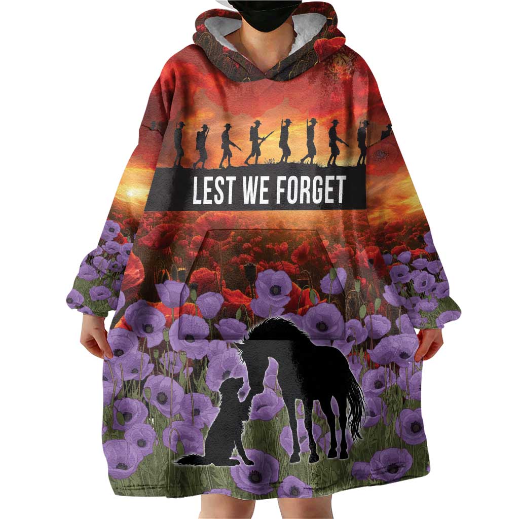 Personalised ANZAC Day Wearable Blanket Hoodie Remembering the Animals of War