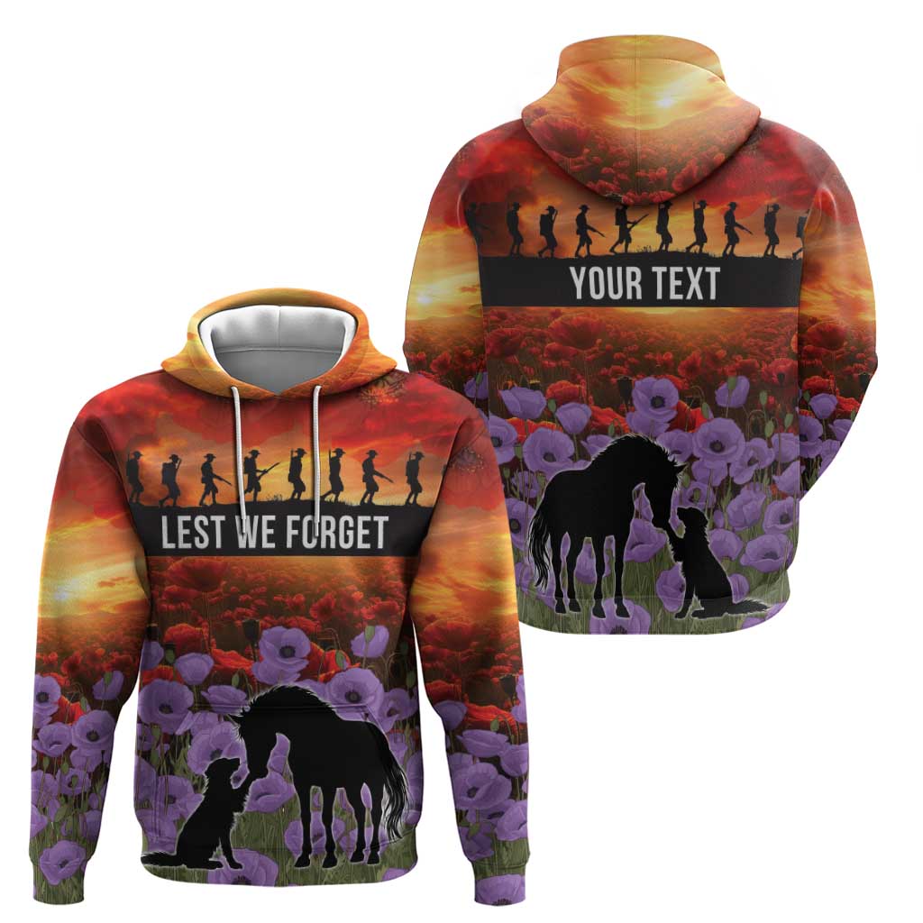 Personalised ANZAC Day Zip Hoodie Remembering the Animals of War