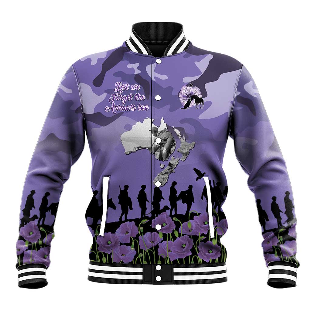 ANZAC Day Baseball Jacket Lest We Forget the Animals Too