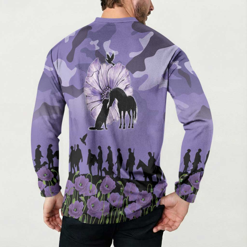 ANZAC Day Button Sweatshirt Lest We Forget the Animals Too
