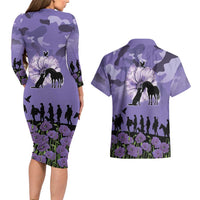ANZAC Day Couples Matching Long Sleeve Bodycon Dress and Hawaiian Shirt Lest We Forget the Animals Too