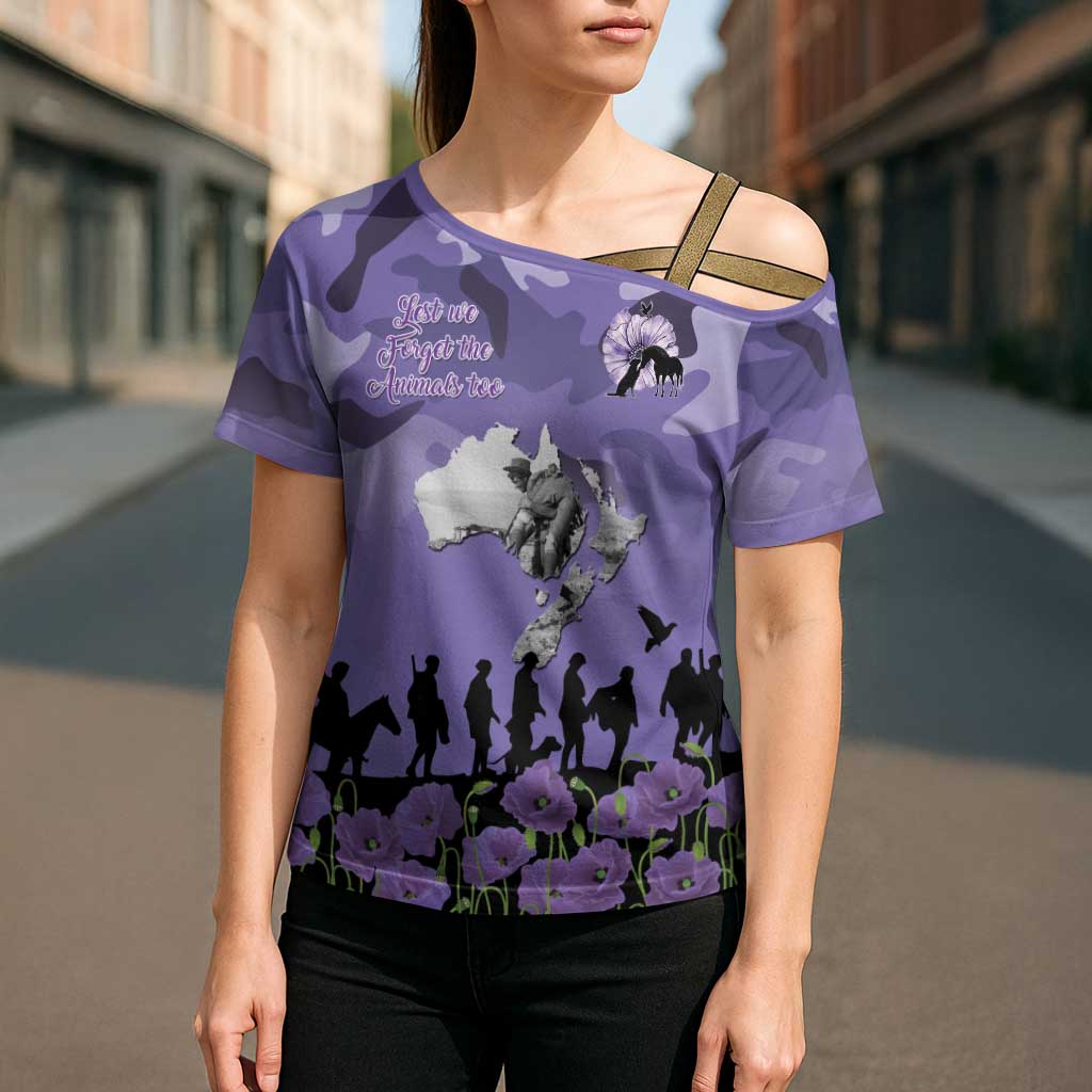 ANZAC Day Cross Shoulder Shirt Lest We Forget the Animals Too