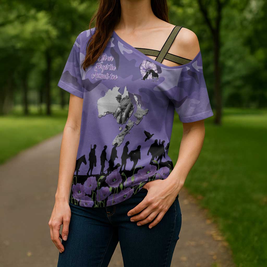 ANZAC Day Cross Shoulder Shirt Lest We Forget the Animals Too