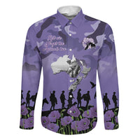 ANZAC Day Family Matching Long Sleeve Bodycon Dress and Hawaiian Shirt Lest We Forget the Animals Too LT19 Dad's Shirt - Long Sleeve Purple - Polynesian Pride