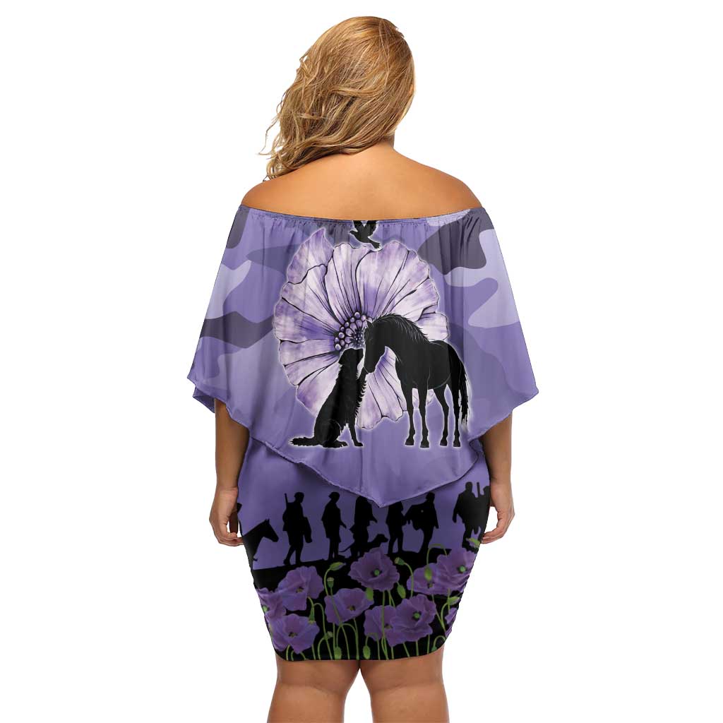ANZAC Day Family Matching Off Shoulder Short Dress and Hawaiian Shirt Lest We Forget the Animals Too LT19 - Polynesian Pride
