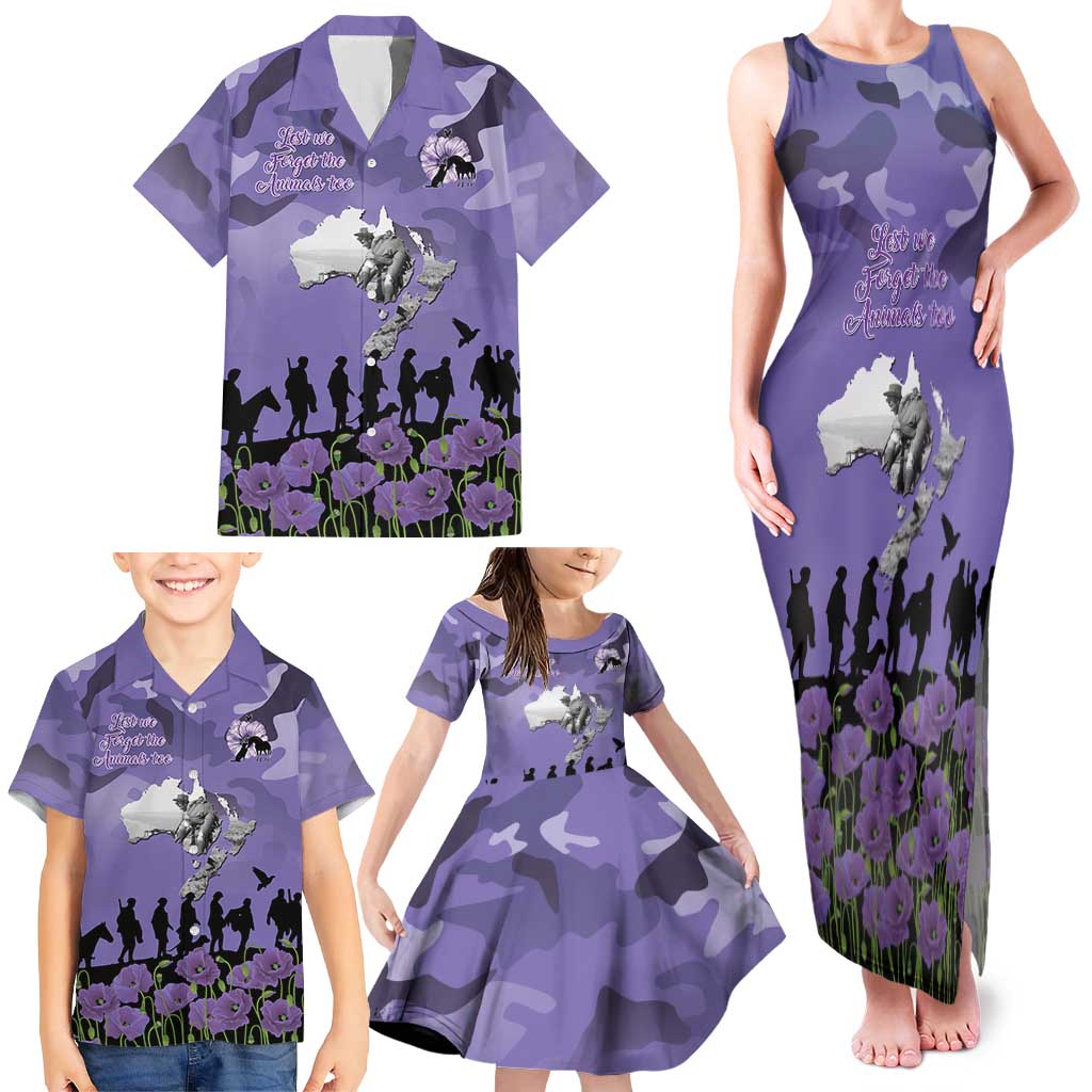 ANZAC Day Family Matching Tank Maxi Dress and Hawaiian Shirt Lest We Forget the Animals Too LT19 - Polynesian Pride