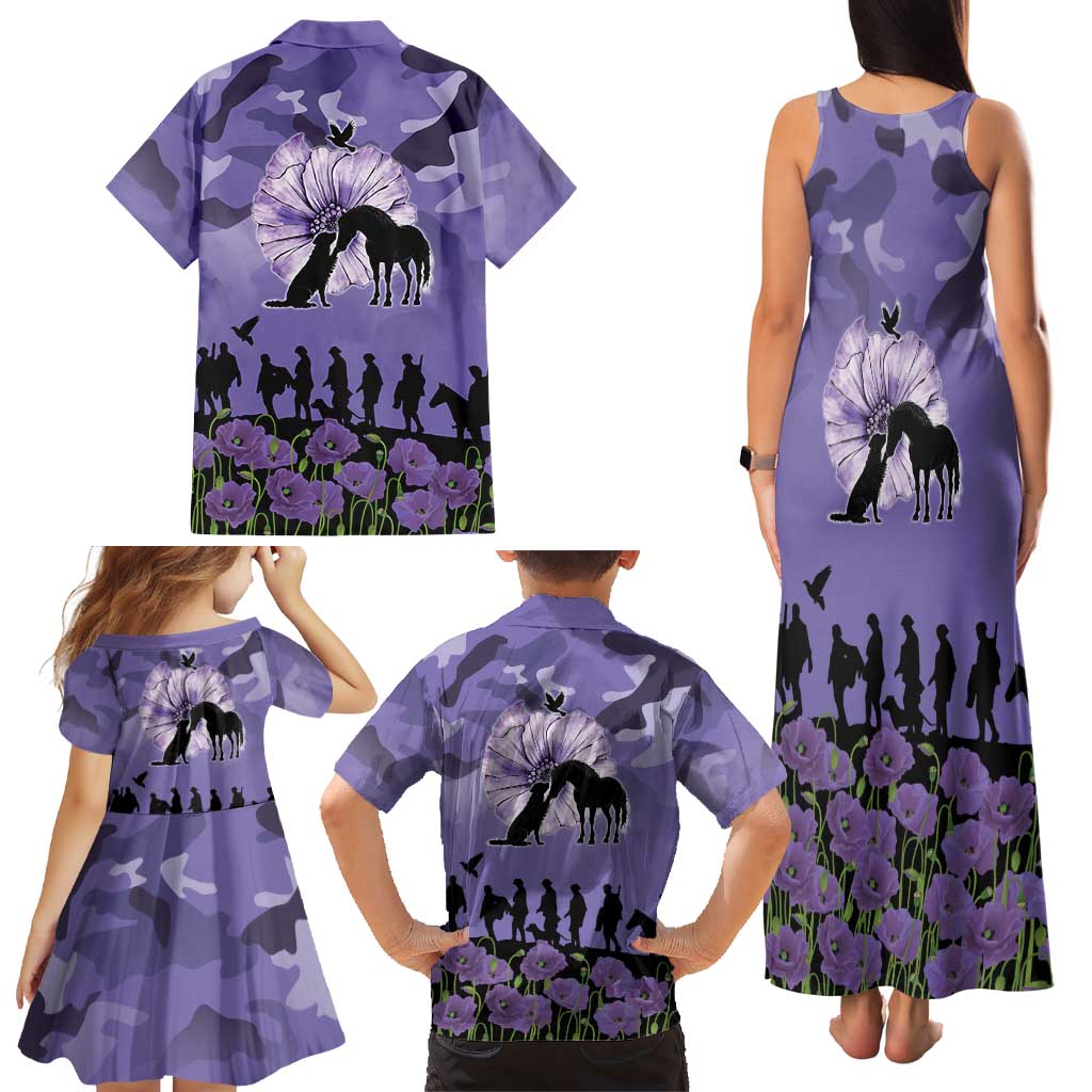 ANZAC Day Family Matching Tank Maxi Dress and Hawaiian Shirt Lest We Forget the Animals Too LT19 - Polynesian Pride