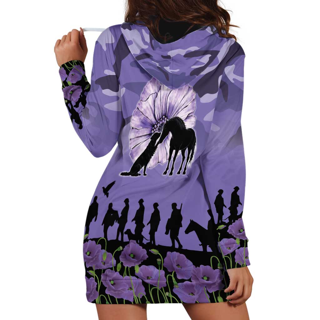 ANZAC Day Hoodie Dress Lest We Forget the Animals Too